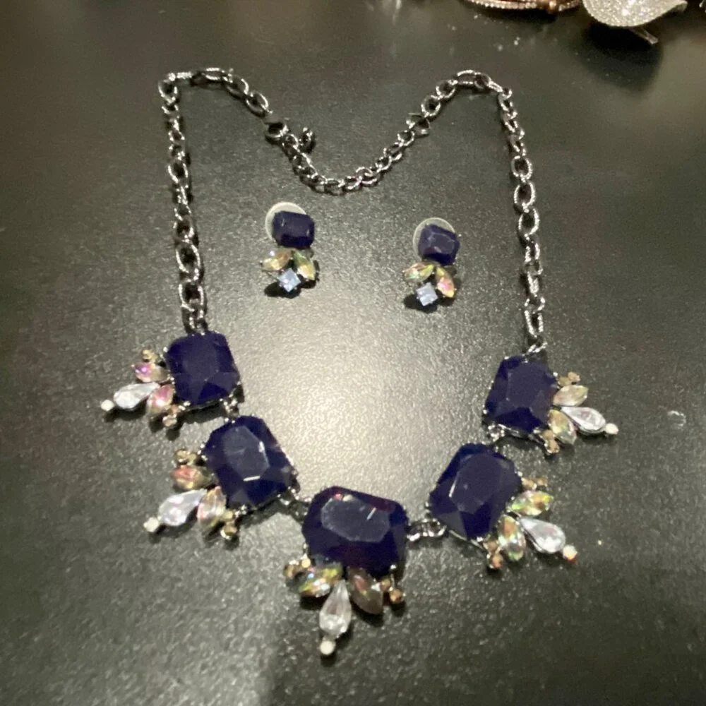 Christmas Whimsigoth Fairy Grunge Bling Glass Jewelry Necklace Earrings Set 20